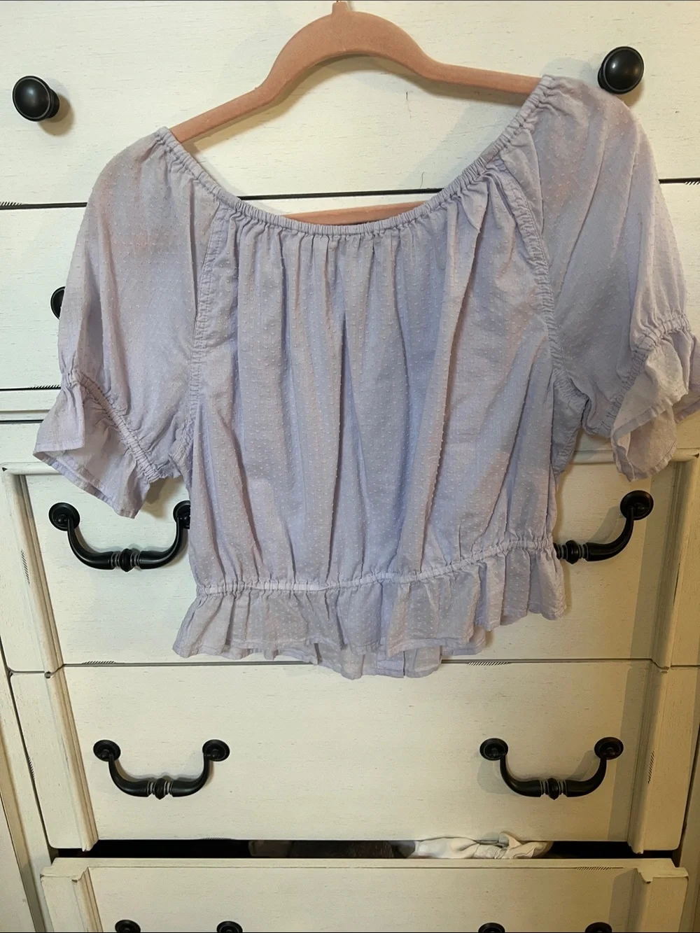J. Crew Lavender crop  Peasant Blouse